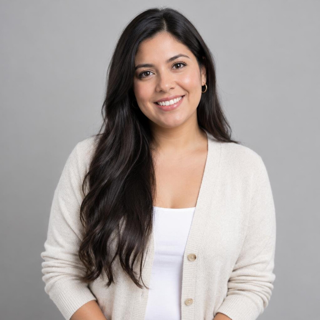 Portrait of a smiling woman with dark hair