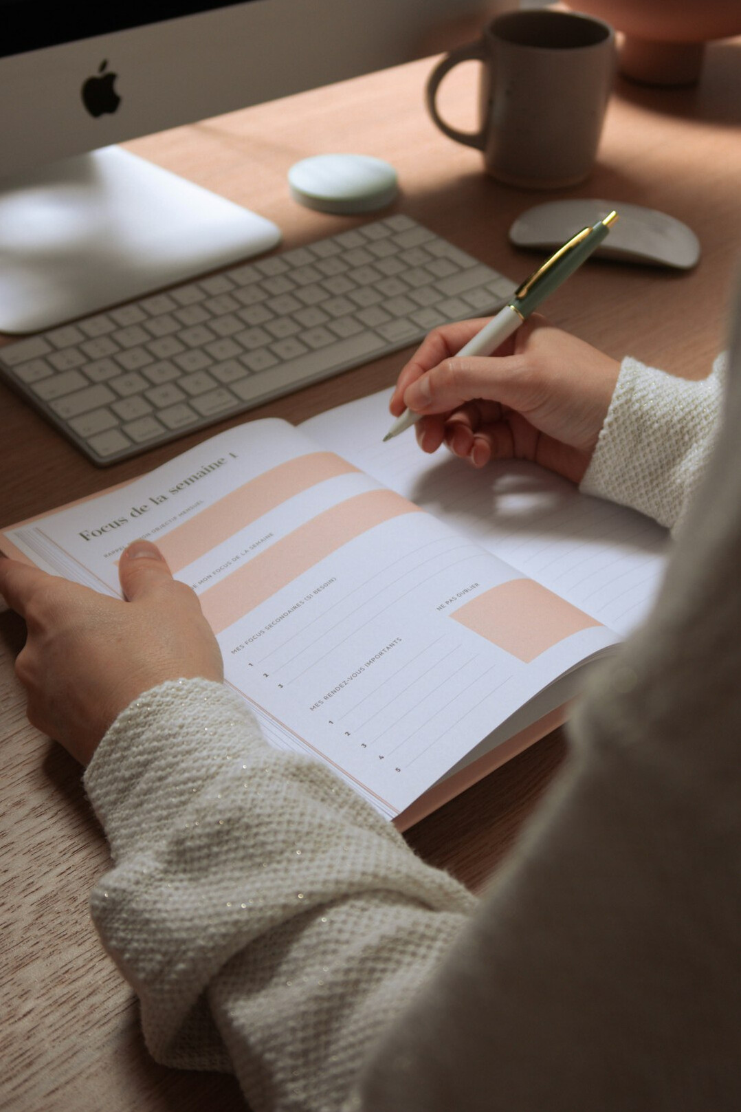 woman planning schedule on notebook