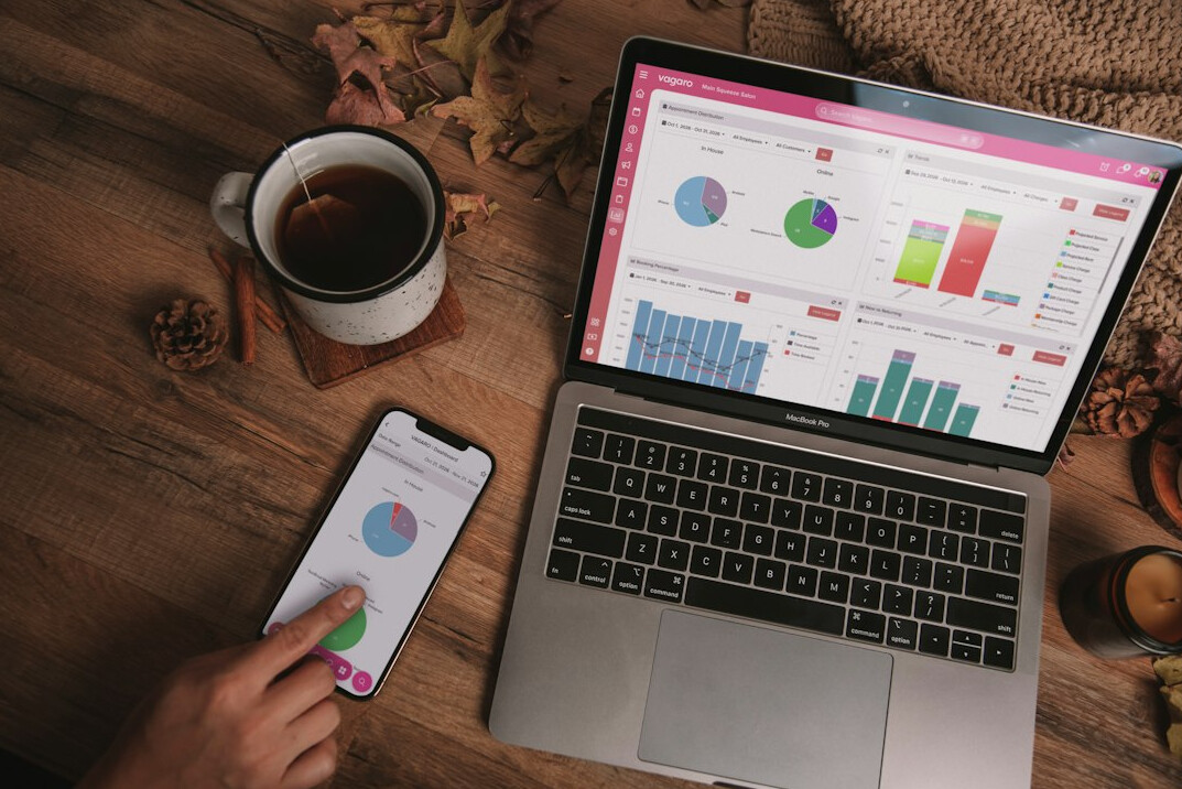 person analyzing productivity charts on laptop