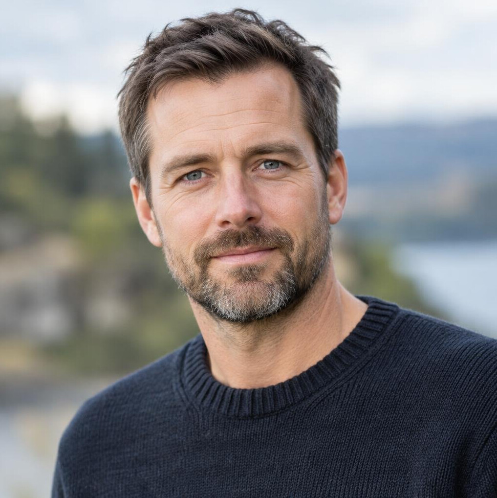 Portrait of a man with a beard looking at camera
